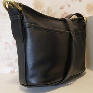 Vintage COACH Black Leather Worth Shoulder/Crossbody Bag Brass Hardware #4143